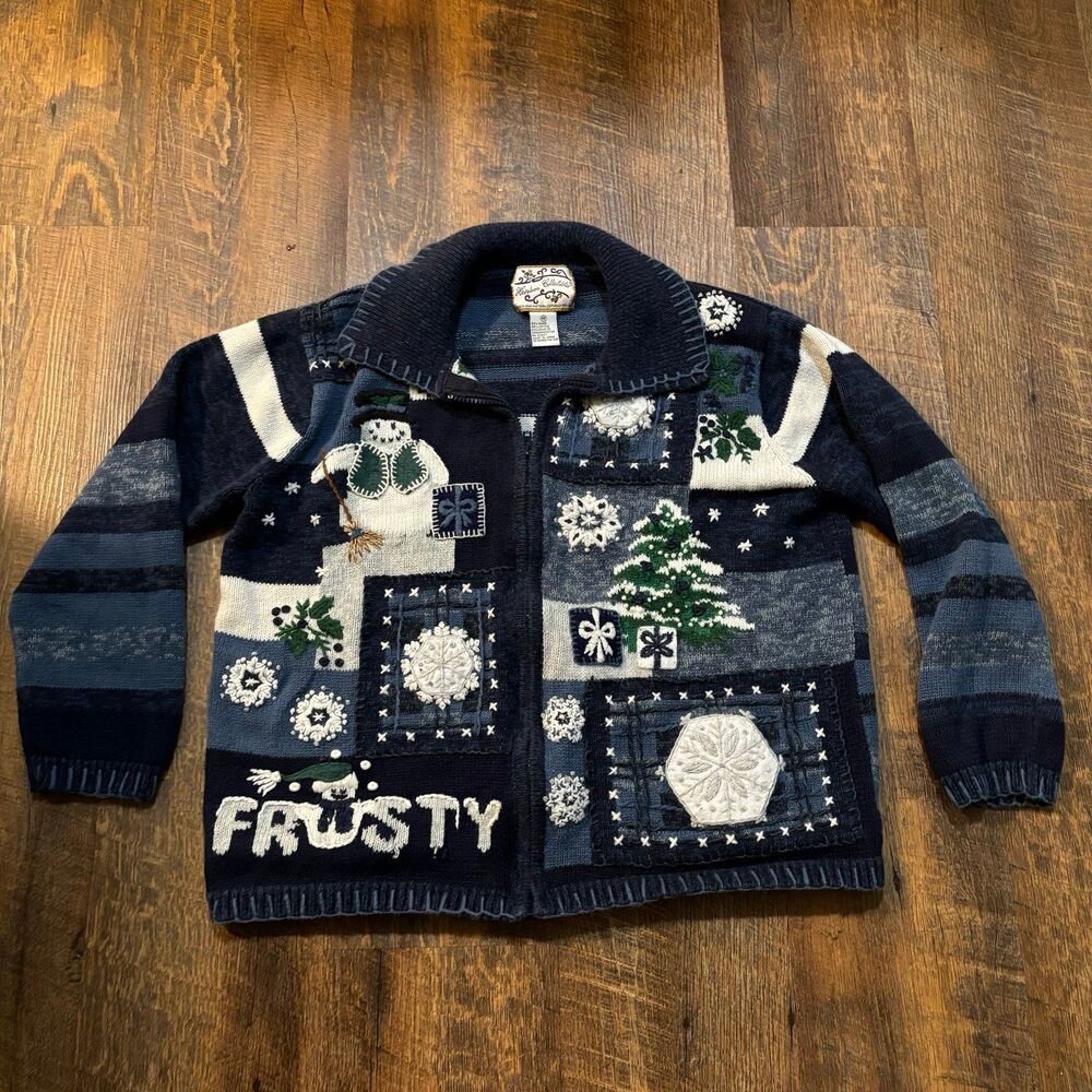 Vtg Tiara International Christmas Cardigan Sweater Womens Frosty
Mistletoe Tree